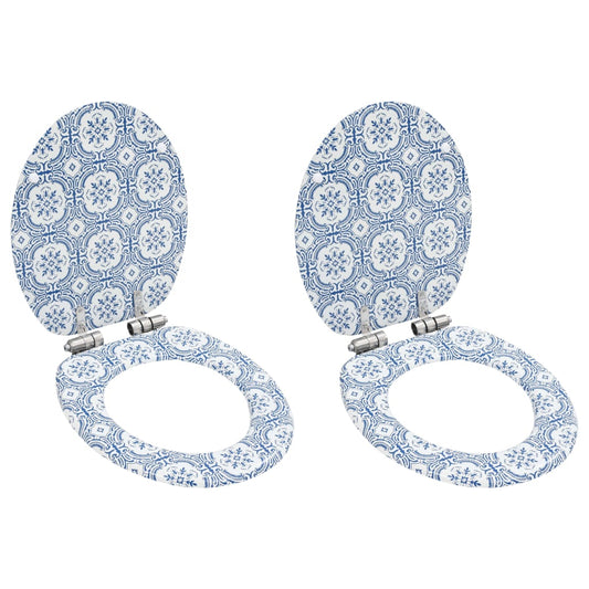 Berkfield WC Toilet Seats 2 pcs with Soft Close Lids MDF Porcelain Design