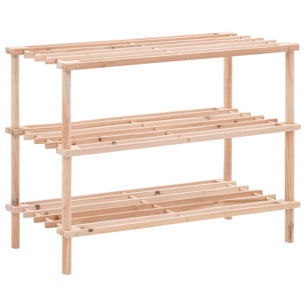 Berkfield 3-Tier Shoe Rack Solid Fir Wood