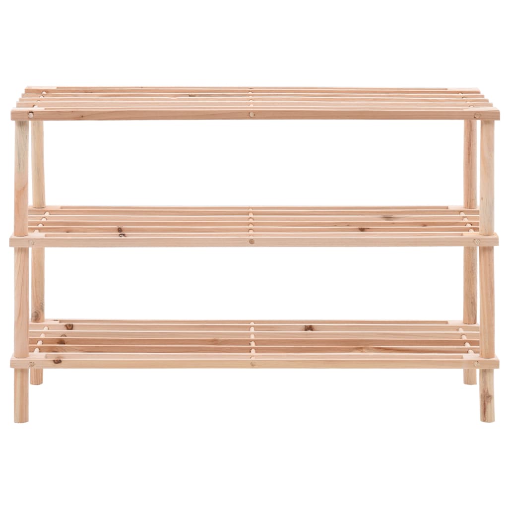 Berkfield 3-Tier Shoe Rack Solid Fir Wood