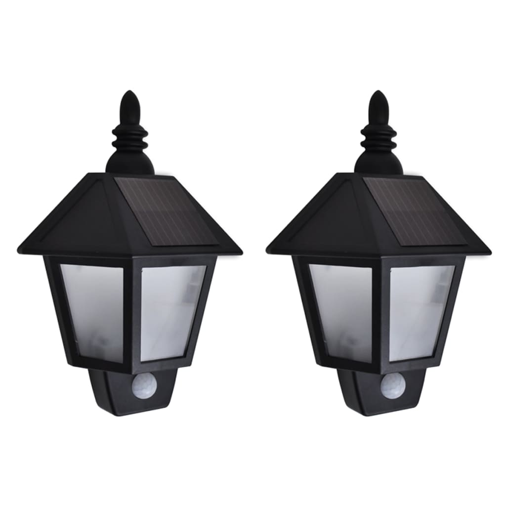 Berkfield Solar Wall Lamps 2 pcs with Motion Sensor Black