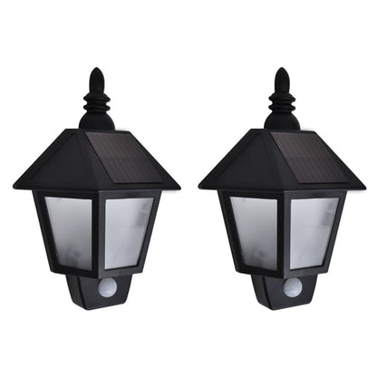 Berkfield Solar Wall Lamps 2 pcs with Motion Sensor Black