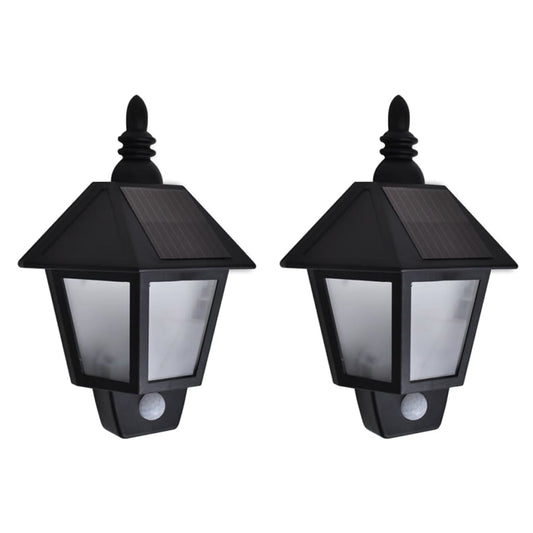 Berkfield Solar Wall Lamps 2 pcs with Motion Sensor Black