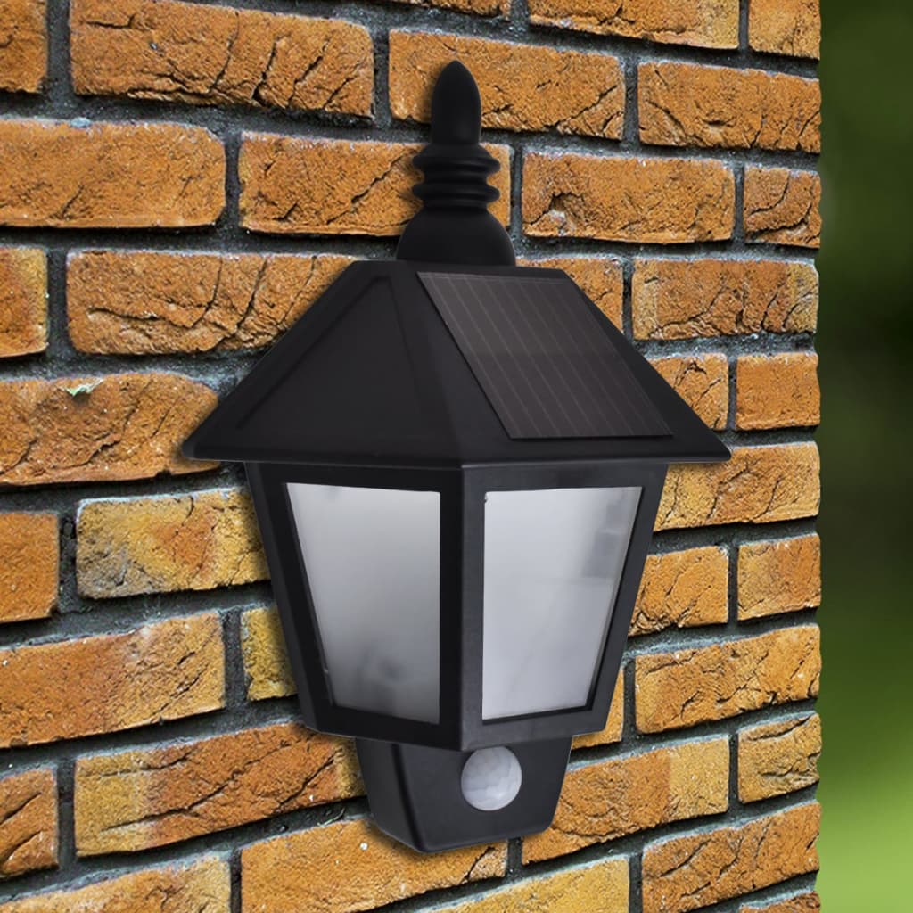 Berkfield Solar Wall Lamps 2 pcs with Motion Sensor Black