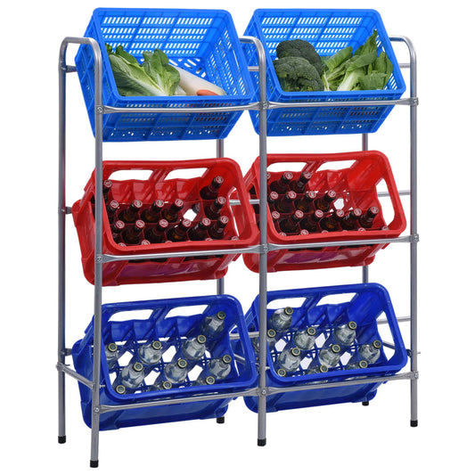 Berkfield Storage Shelf for 6 Crates Silver 96x33x116 cm Steel