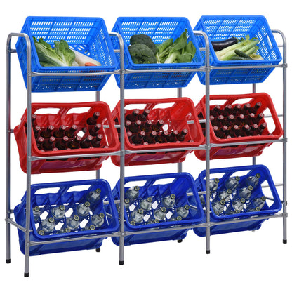 Berkfield Storage Shelf for 9 Crates Silver 145x33x116 cm Steel