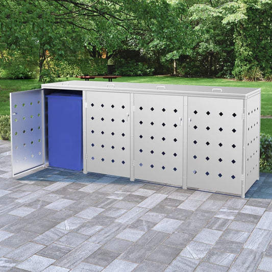Berkfield Quadruple Wheelie Bin Shed 240 L Stainless Steel