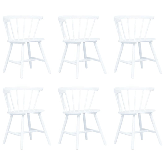 Berkfield Dining Chairs 6 pcs White Solid Rubber Wood