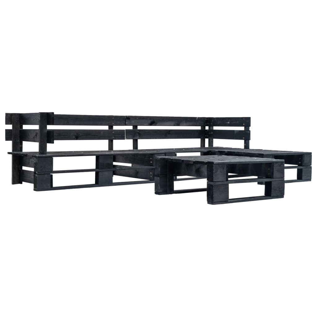 Berkfield 4 Piece Garden Pallet Lounge Set Black Wood