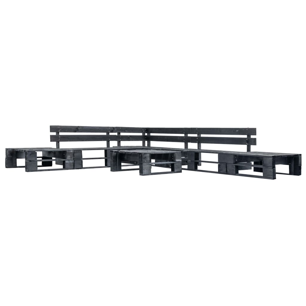 Berkfield 6 Piece Garden Pallet Lounge Set Black Wood