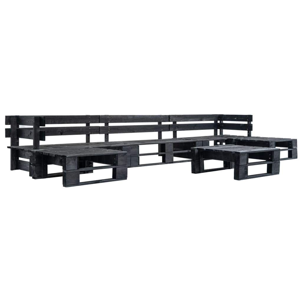 Berkfield 6 Piece Garden Pallet Lounge Set Black Wood