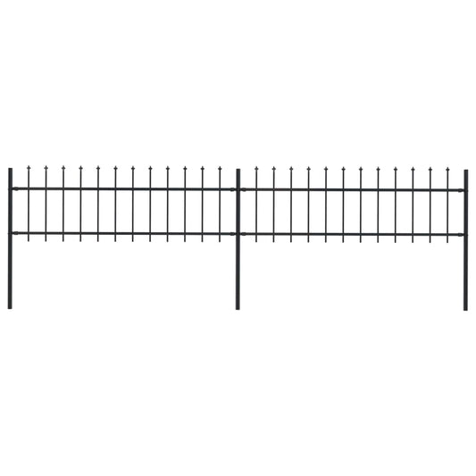 Berkfield Garden Fence with Spear Top Steel 3.4x0.6 m Black