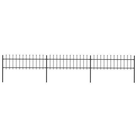 Berkfield Garden Fence with Spear Top Steel 5.1x0.6 m Black