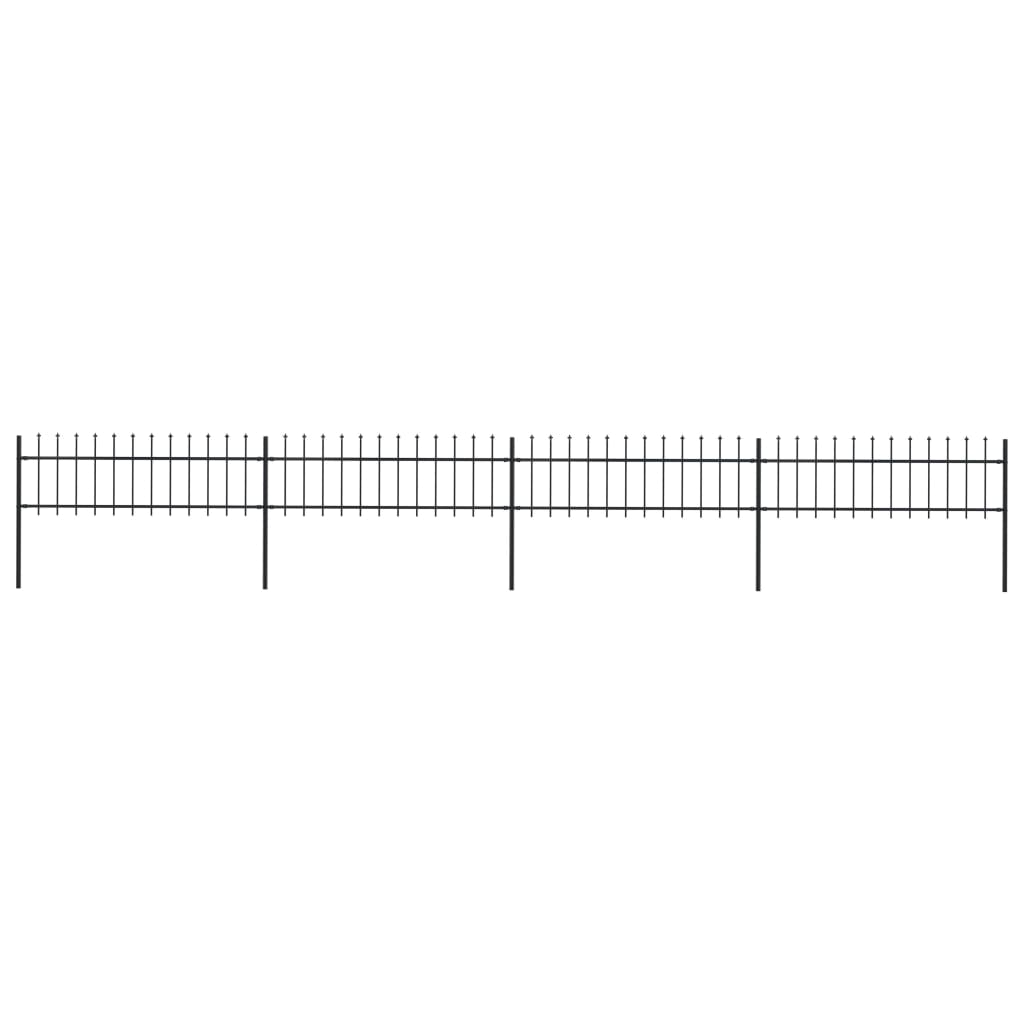 Berkfield Garden Fence with Spear Top Steel 6.8x0.6 m Black