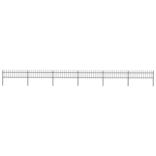 Berkfield Garden Fence with Spear Top Steel 10.2x0.6 m Black