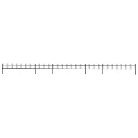 Berkfield Garden Fence with Spear Top Steel 13.6x0.6 m Black