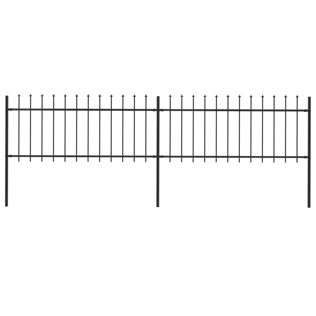 Berkfield Garden Fence with Spear Top Steel 3.4x0.8 m Black