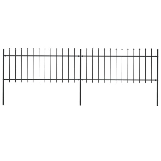 Berkfield Garden Fence with Spear Top Steel 3.4x0.8 m Black