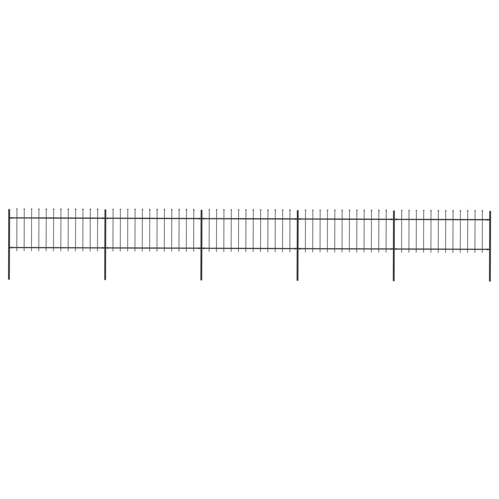 Berkfield Garden Fence with Spear Top Steel 8.5x0.8 m Black
