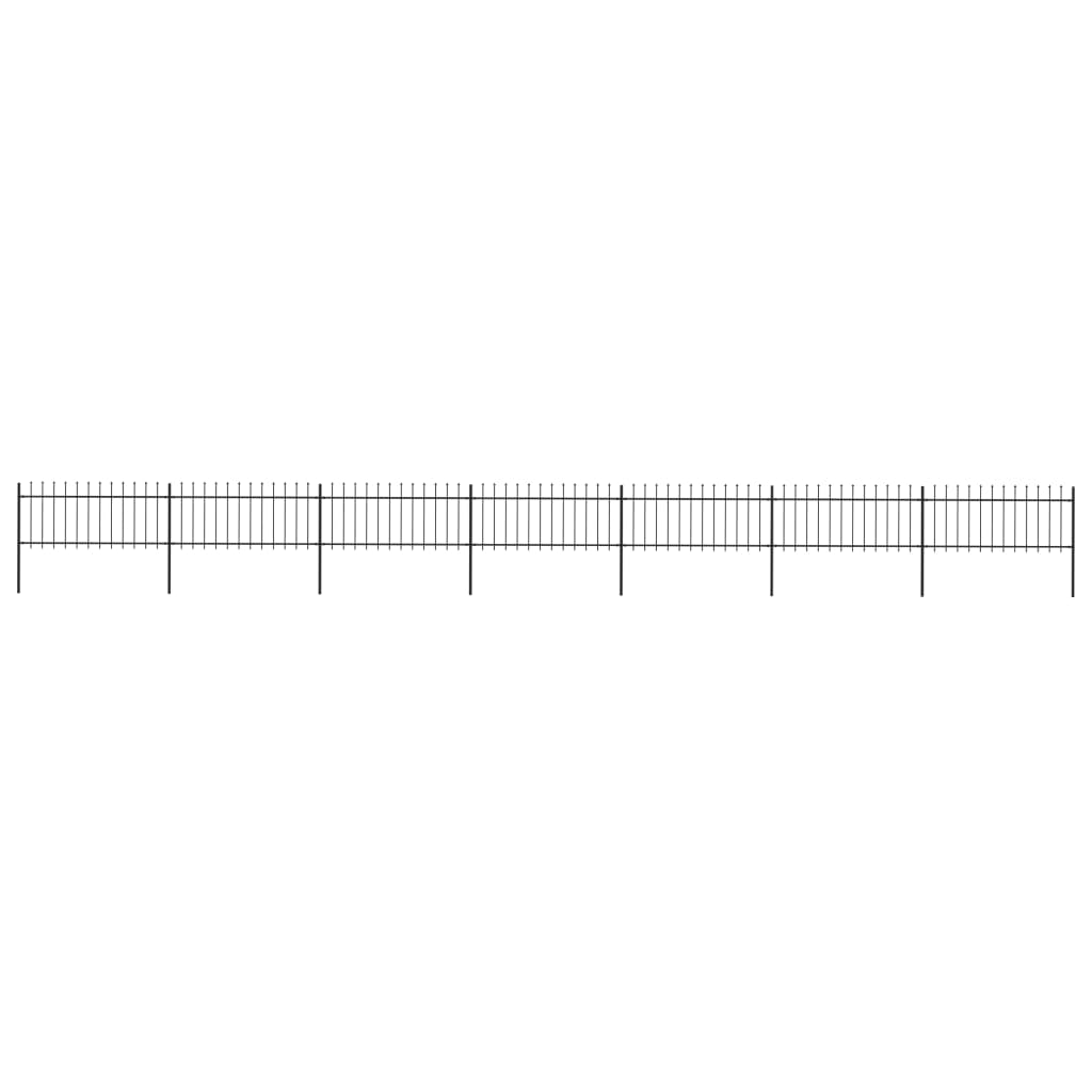 Berkfield Garden Fence with Spear Top Steel 11.9x0.8 m Black