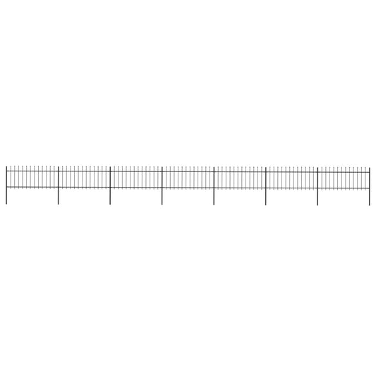 Berkfield Garden Fence with Spear Top Steel 11.9x0.8 m Black