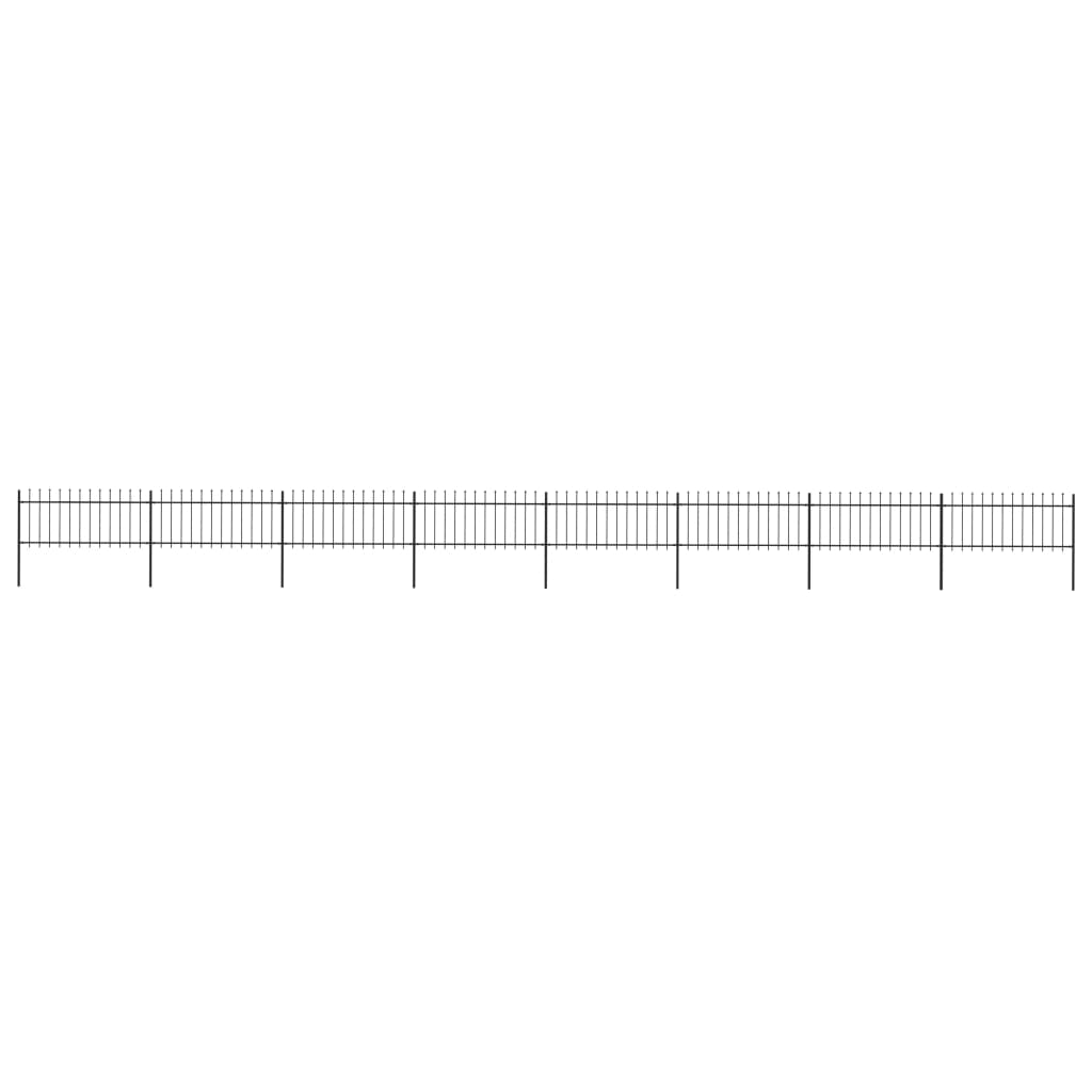 Berkfield Garden Fence with Spear Top Steel 13.6x0.8 m Black