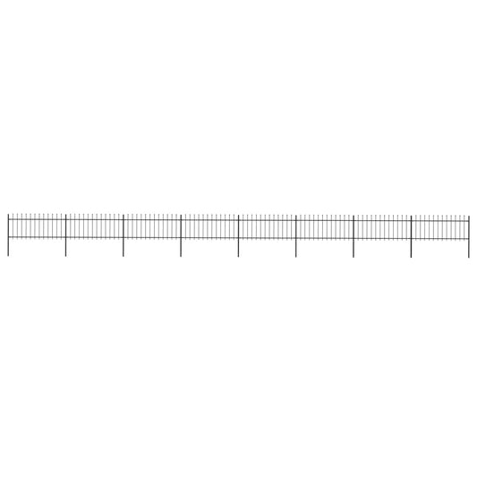 Berkfield Garden Fence with Spear Top Steel 13.6x0.8 m Black