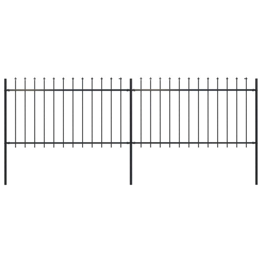 Berkfield Garden Fence with Spear Top Steel 3.4x1 m Black