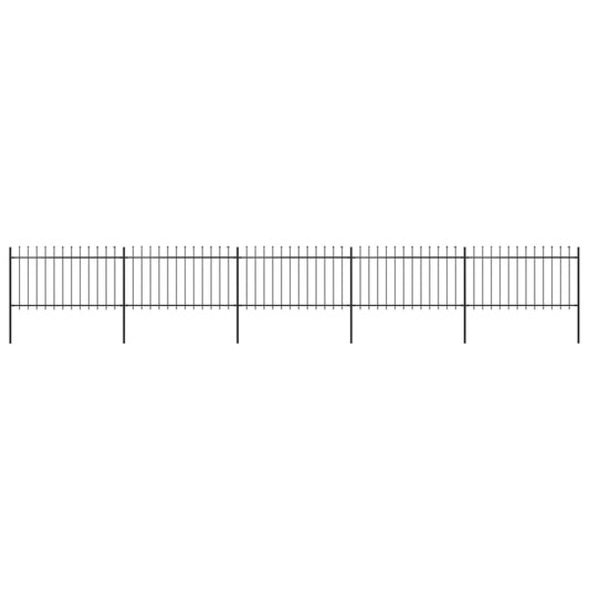 Berkfield Garden Fence with Spear Top Steel 8.5x1 m Black