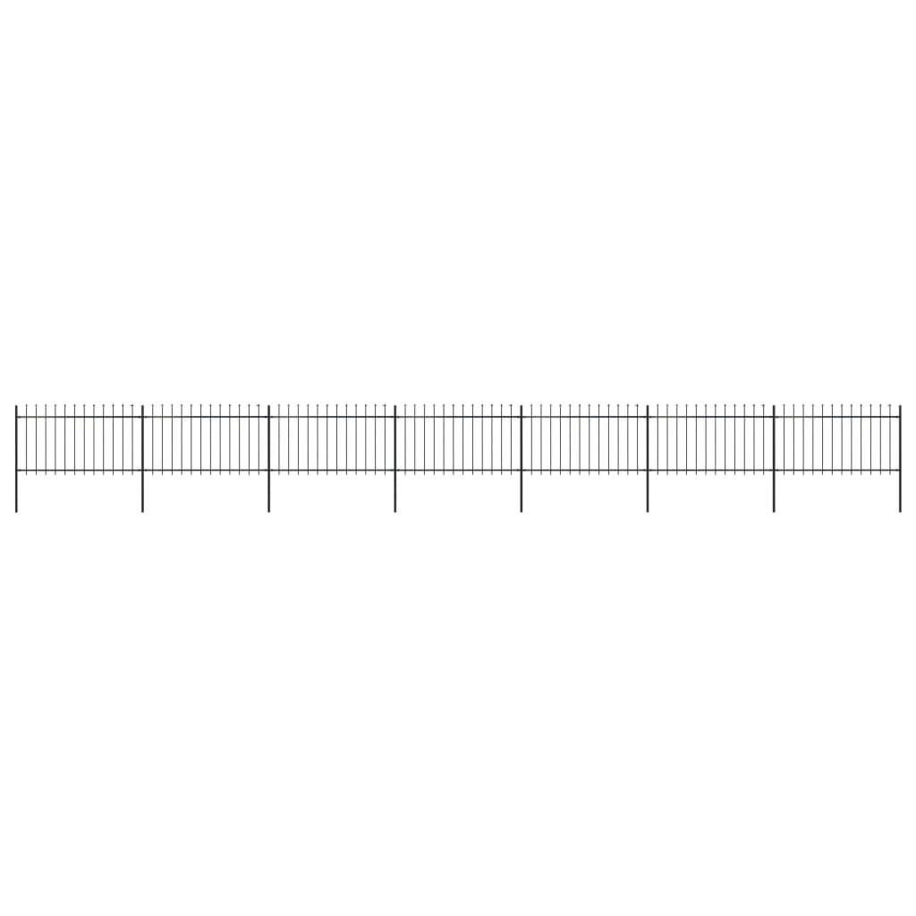 Berkfield Garden Fence with Spear Top Steel 11.9x1 m Black