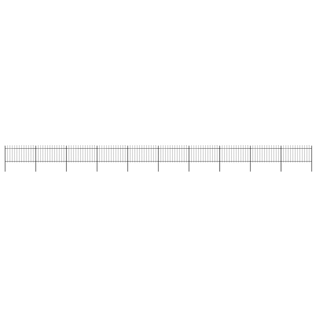 Berkfield Garden Fence with Spear Top Steel 17x1 m Black