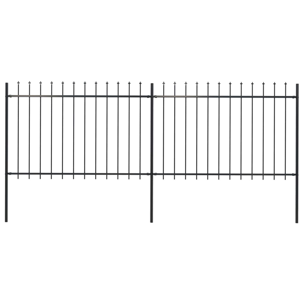 Berkfield Garden Fence with Spear Top Steel 3.4x1.2 m Black