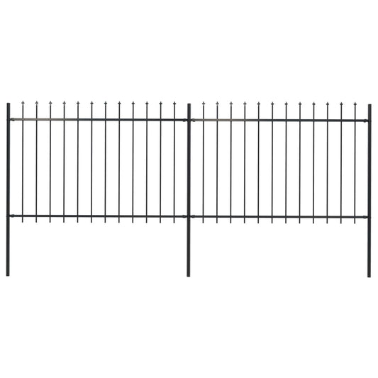 Berkfield Garden Fence with Spear Top Steel 3.4x1.2 m Black