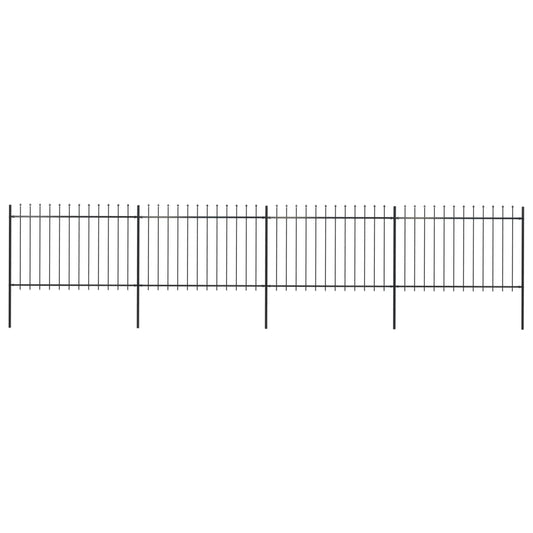 Berkfield Garden Fence with Spear Top Steel 6.8x1.2 m Black