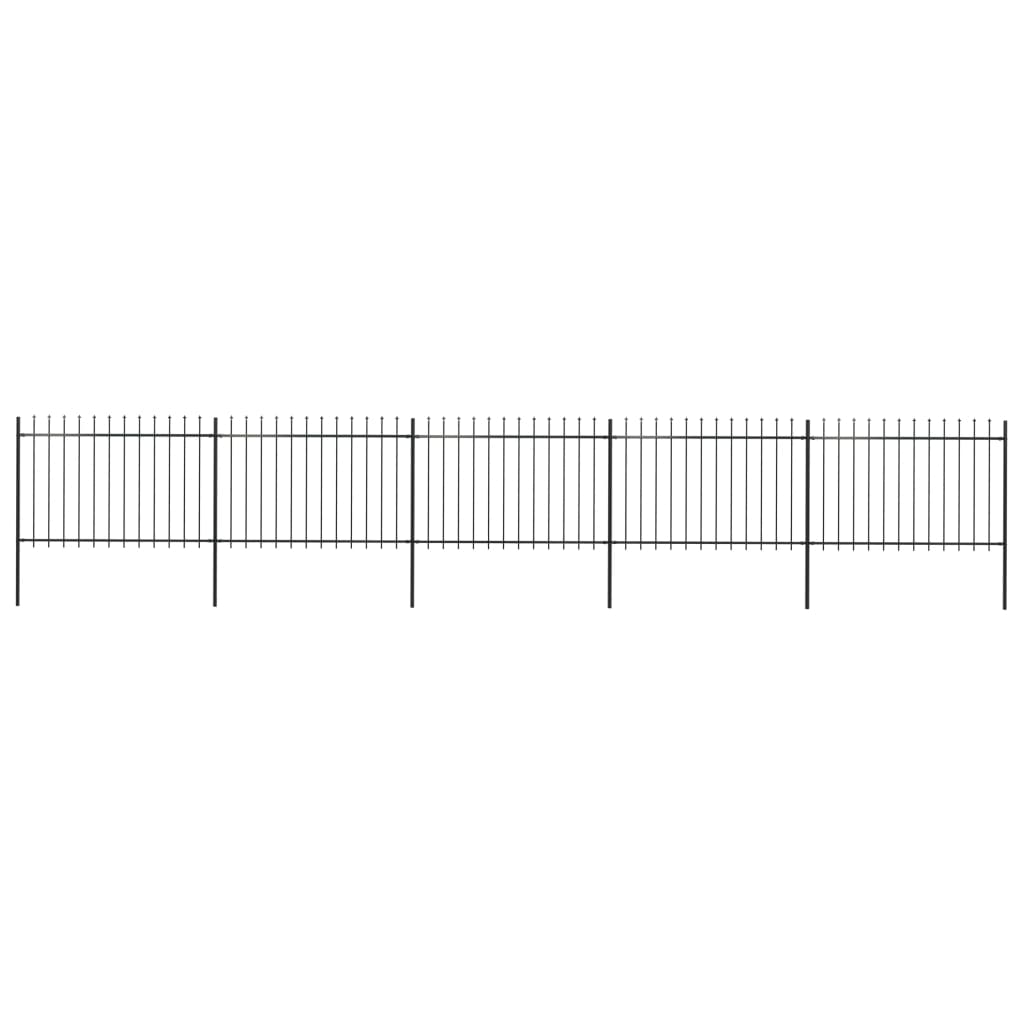 Berkfield Garden Fence with Spear Top Steel 8.5x1.2 m Black
