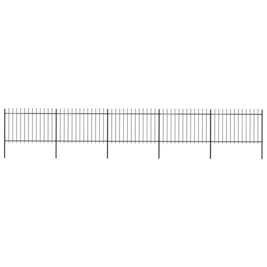 Berkfield Garden Fence with Spear Top Steel 8.5x1.2 m Black