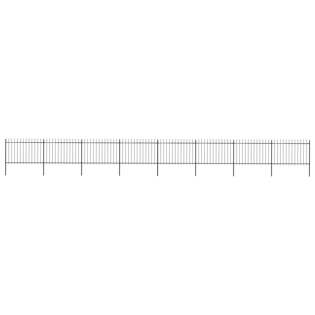 Berkfield Garden Fence with Spear Top Steel 13.6x1.2 m Black