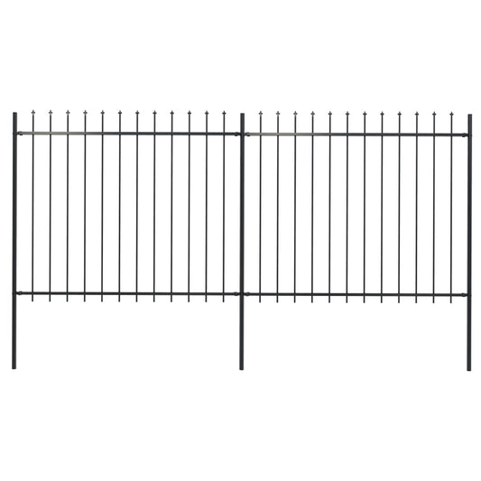 Berkfield Garden Fence with Spear Top Steel 3.4x1.5 m Black