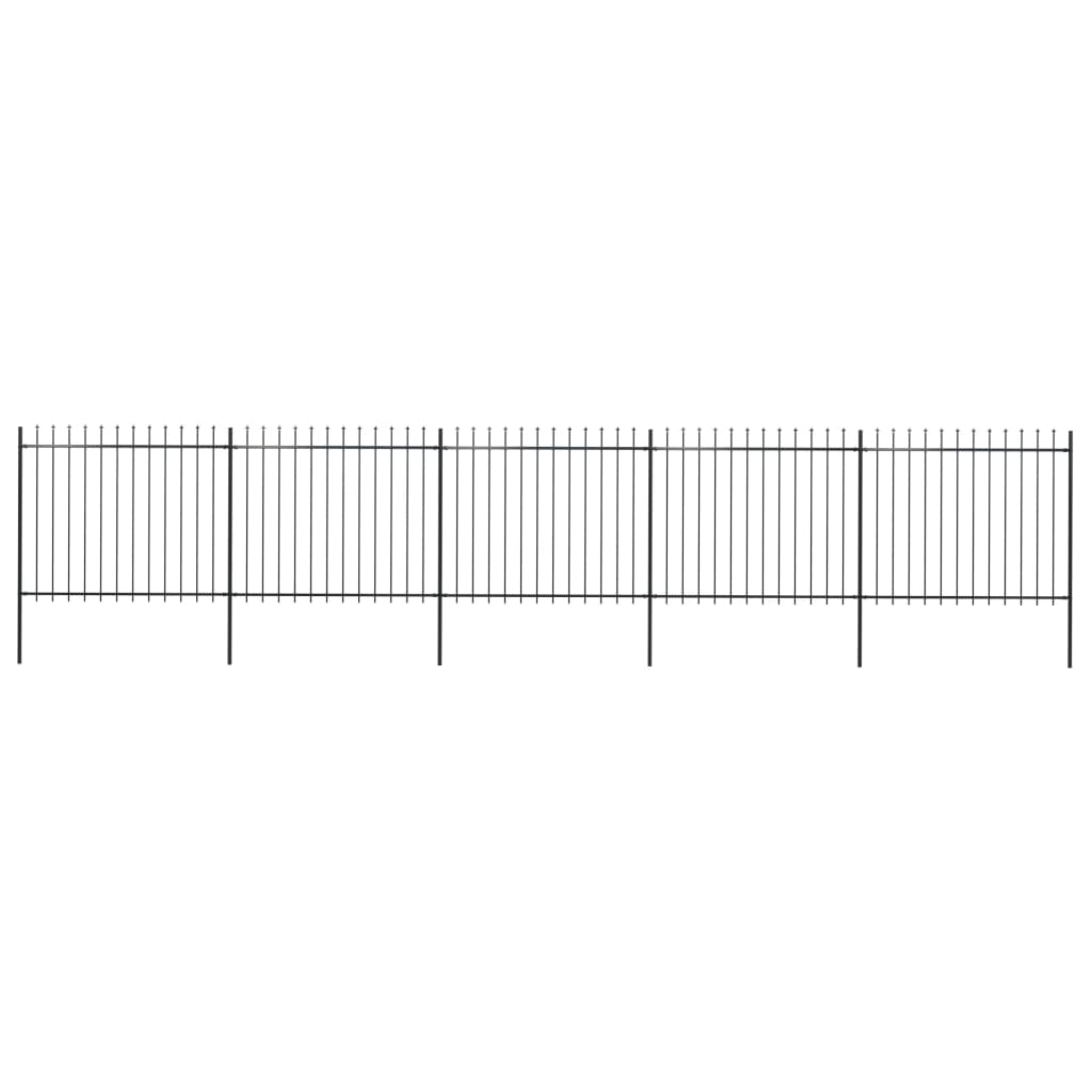 Berkfield Garden Fence with Spear Top Steel 8.5x1.5 m Black