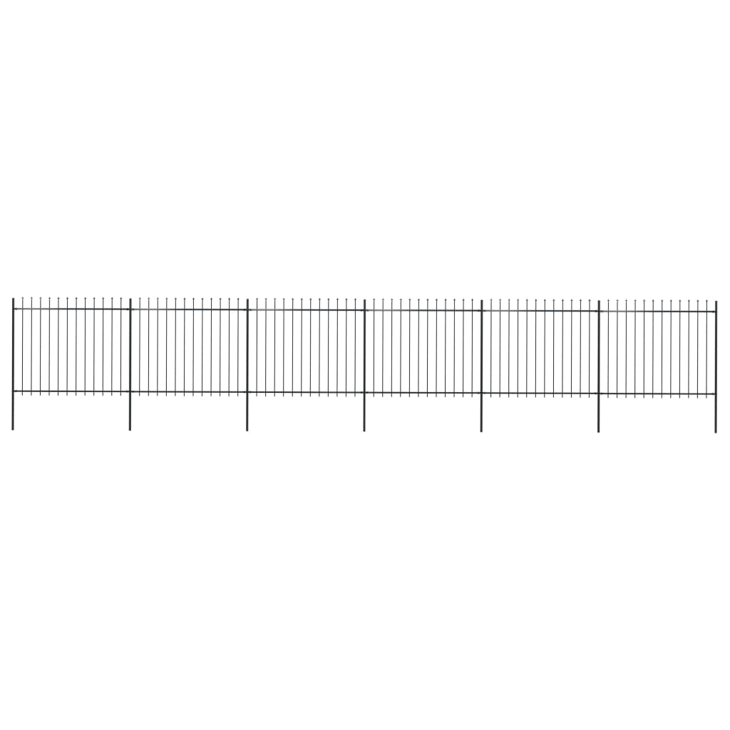 Berkfield Garden Fence with Spear Top Steel 10.2x1.5 m Black