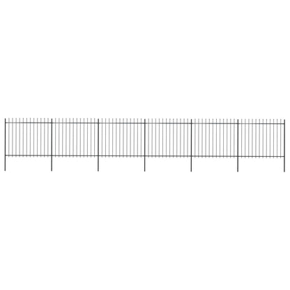Berkfield Garden Fence with Spear Top Steel 10.2x1.5 m Black