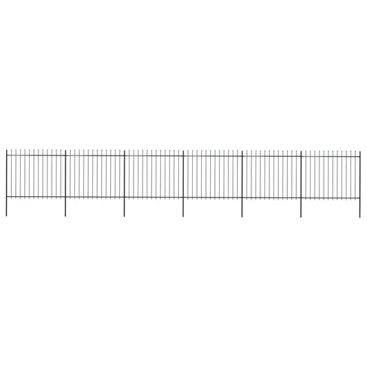 Berkfield Garden Fence with Spear Top Steel 10.2x1.5 m Black