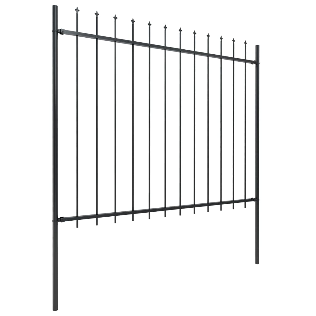 Berkfield Garden Fence with Spear Top Steel 10.2x1.5 m Black