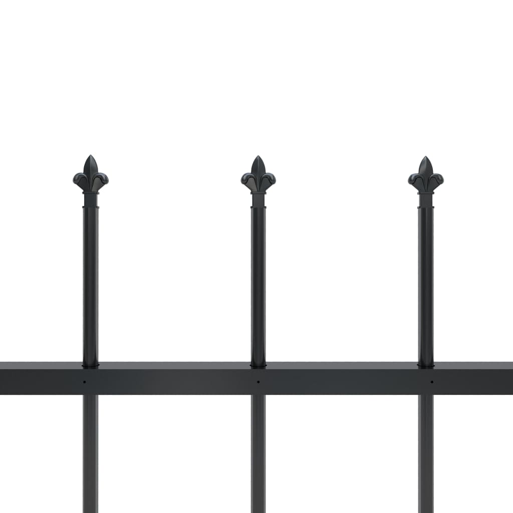 Berkfield Garden Fence with Spear Top Steel 10.2x1.5 m Black