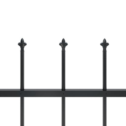Berkfield Garden Fence with Spear Top Steel 10.2x1.5 m Black