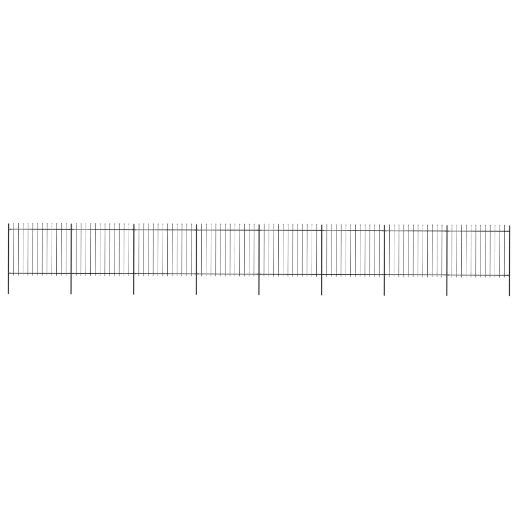 Berkfield Garden Fence with Spear Top Steel 13.6x1.5 m Black