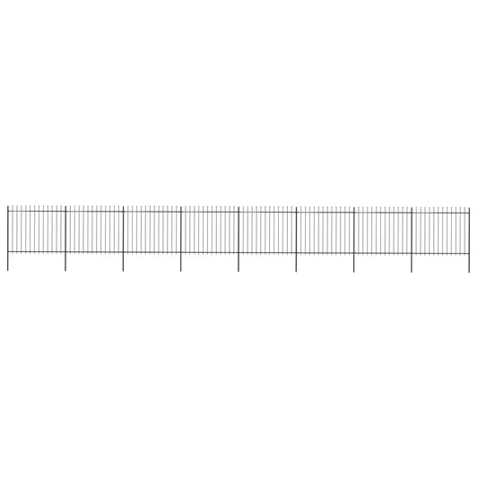 Berkfield Garden Fence with Spear Top Steel 13.6x1.5 m Black