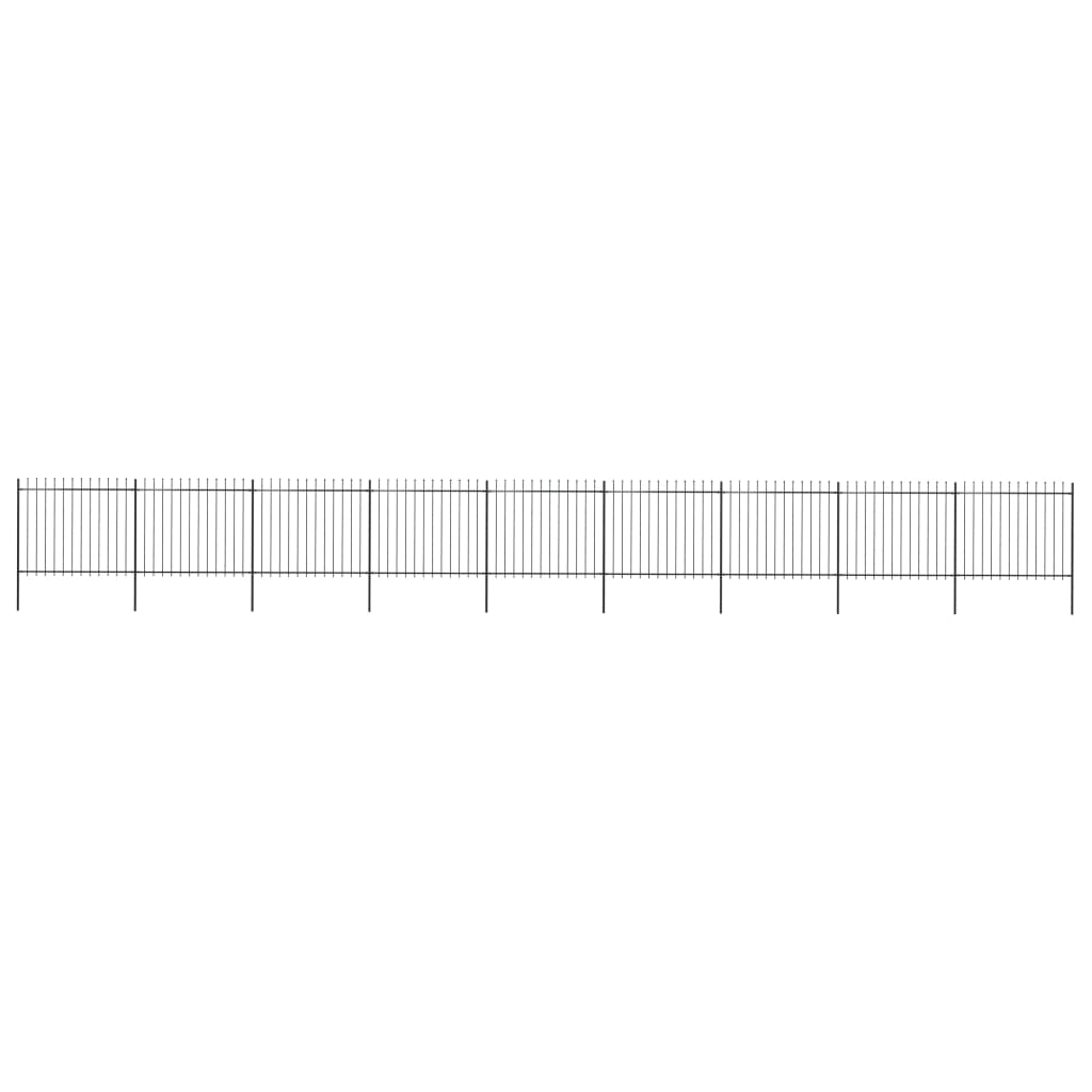 Berkfield Garden Fence with Spear Top Steel 15.3x1.5 m Black