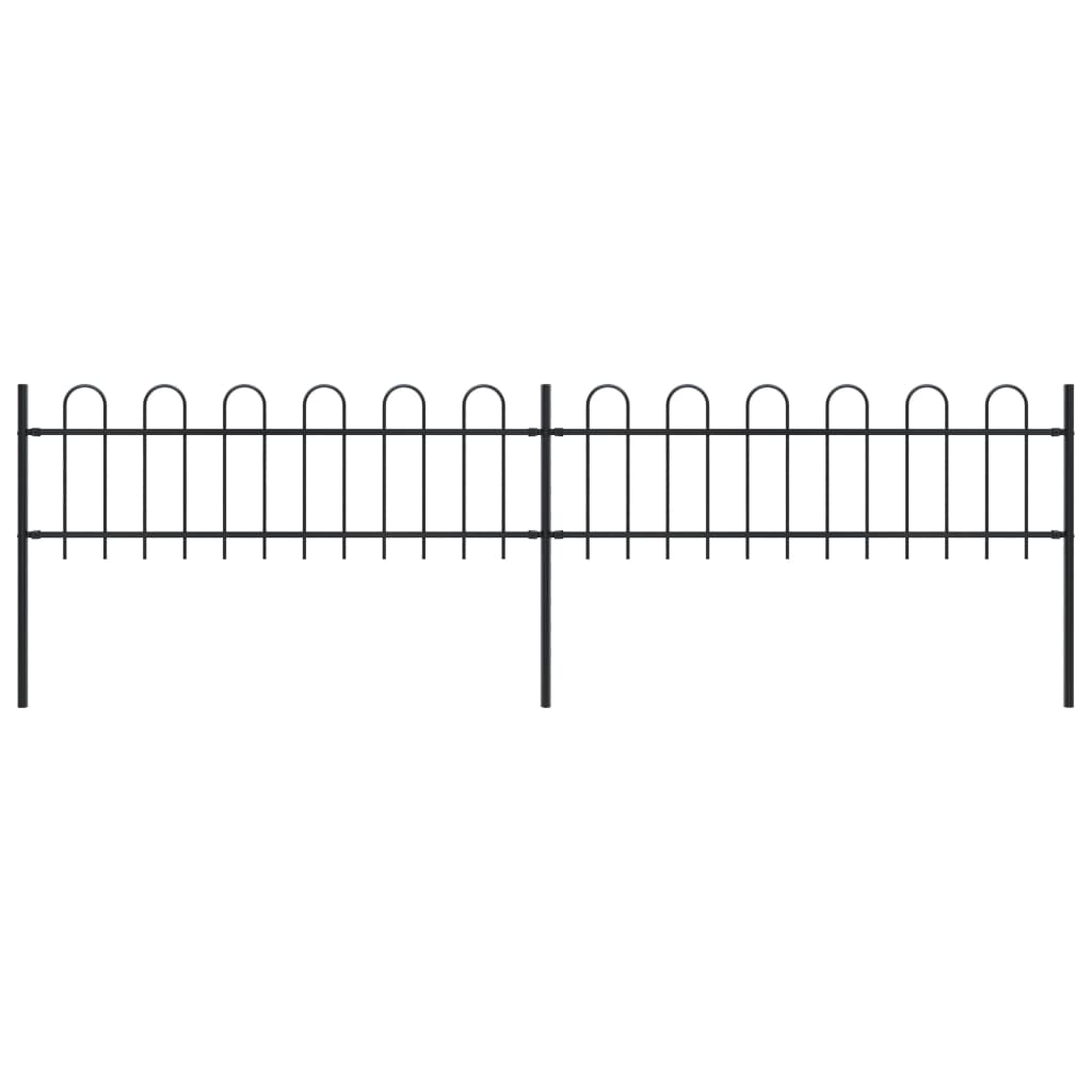 Berkfield Garden Fence with Hoop Top Steel 3.4x0.6 m Black