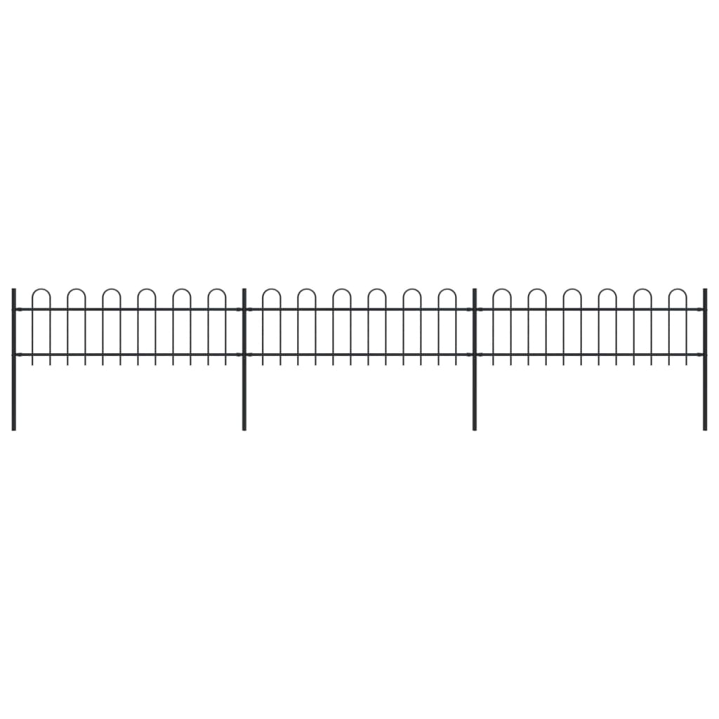 Berkfield Garden Fence with Hoop Top Steel 5.1x0.6 m Black