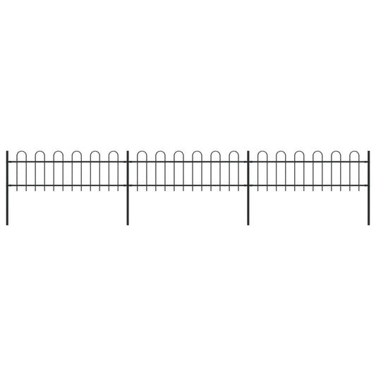 Berkfield Garden Fence with Hoop Top Steel 5.1x0.6 m Black